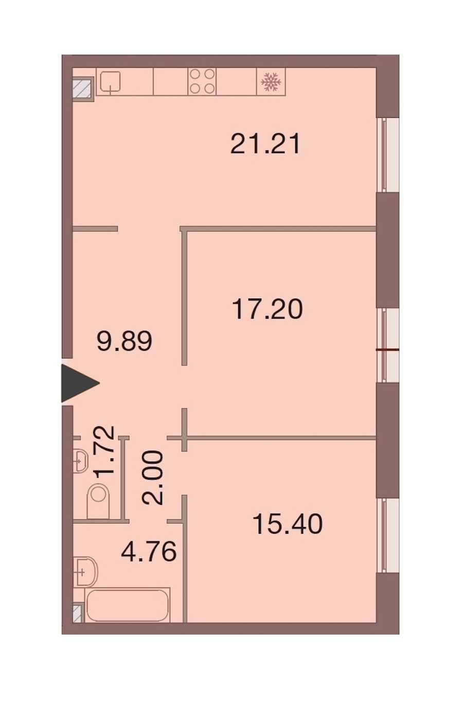 Двухкомнатная квартира в : площадь 72.18 м2 , этаж: 3 – купить в Санкт-Петербурге